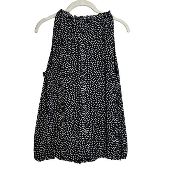 Max Studio Womens Sleeveless Blouse Medium Black Polka Dot Chiffon Ties at Neck - Picture 3 of 7